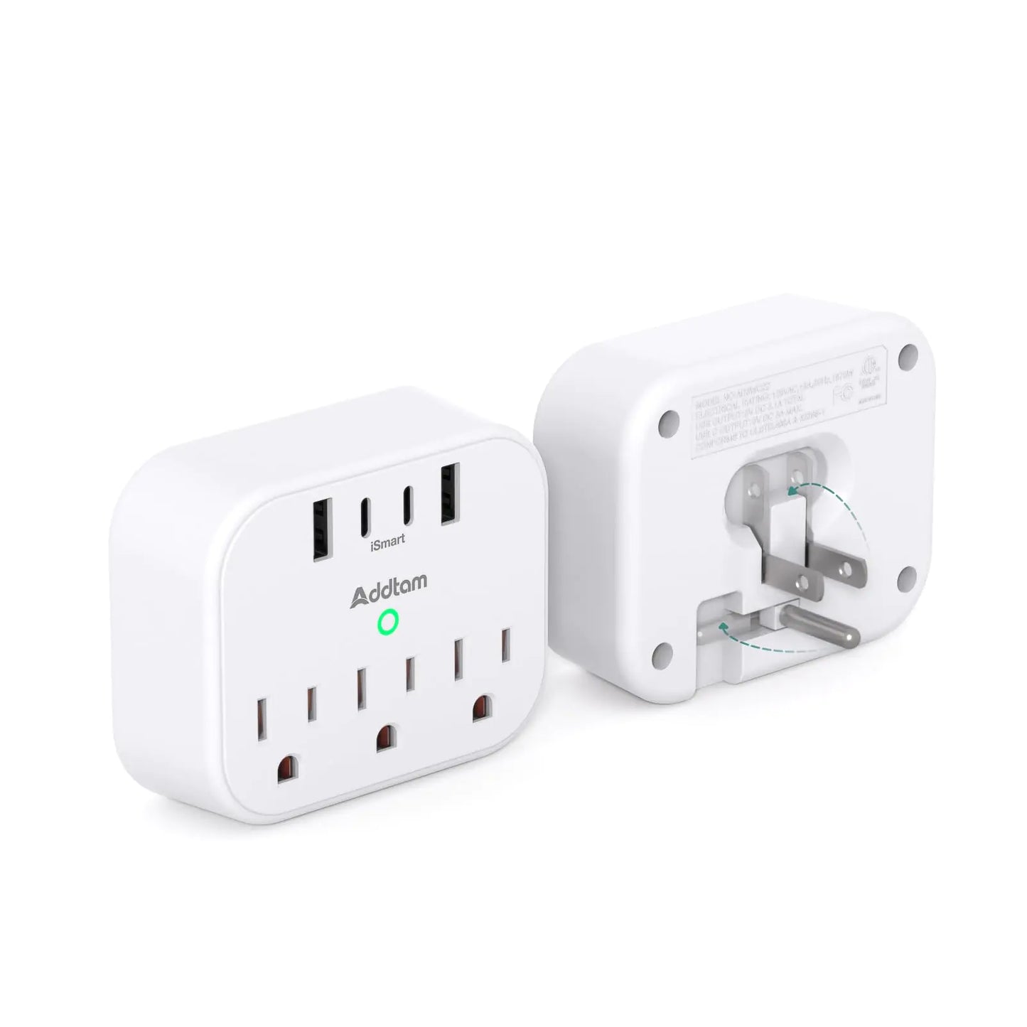 Cruise Ship Essentials - Cruise Approved Power Strip Non Surge Protector Travel Plug Adapter with 3 Outlets 4 USB (2 USB-C) Foldable Outlet Extender for Travel Cruise Must Have