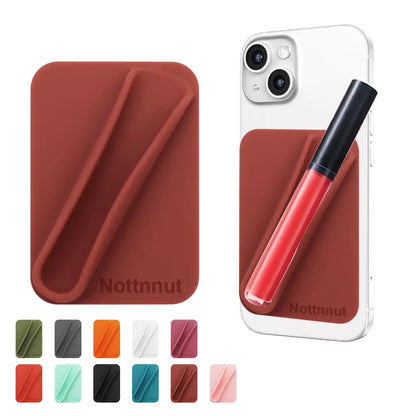 Nottnnut Lip Gloss Holder Phone Case Lipstick Lip Glaze Phone Case Self-Adhesive Silicone Cell Phone Case with Lip Gloss Holder for iPhone and Android Phones Rectangular Burgundy