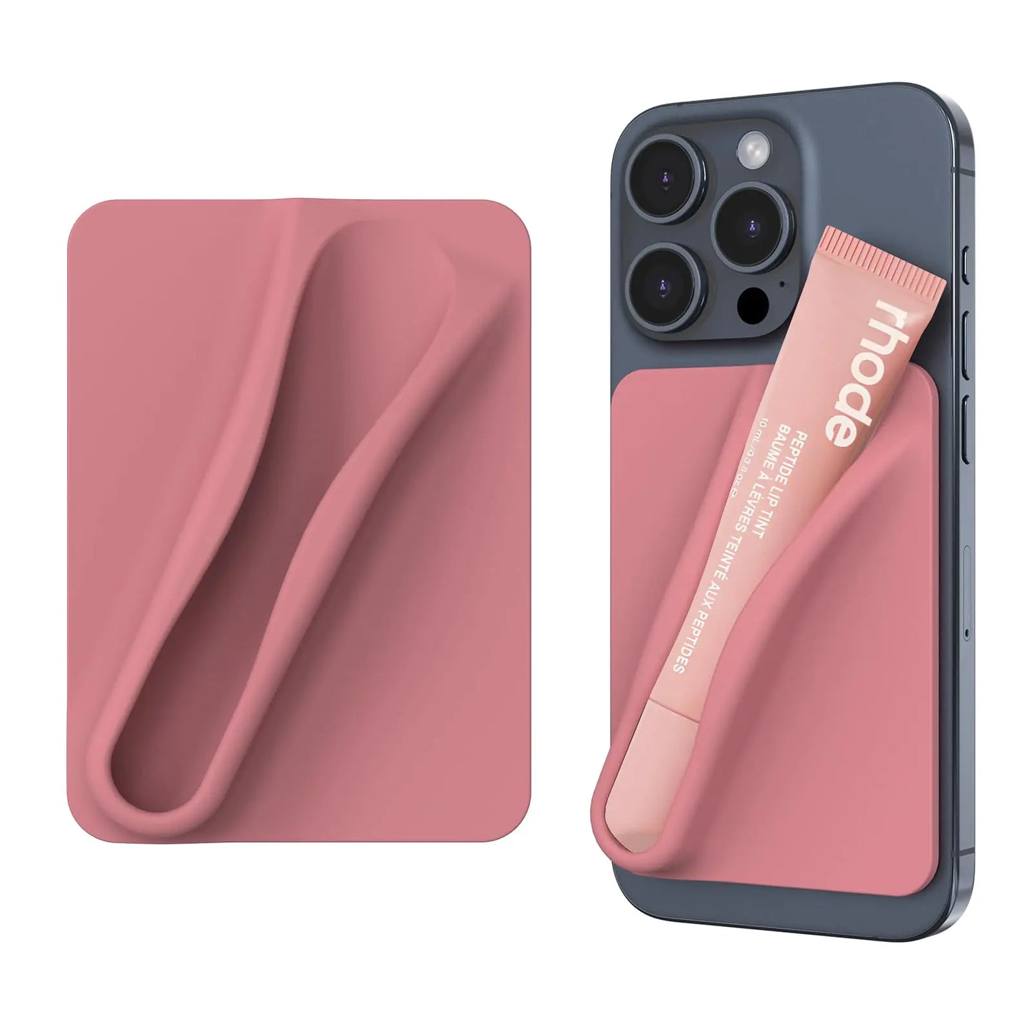 DOB SECHS Silicone Lip Holder for Cell Phone Lipstick Lip Glaze Phone Case Back Stick On Holder for iPhone and Android Smartphone Coffee